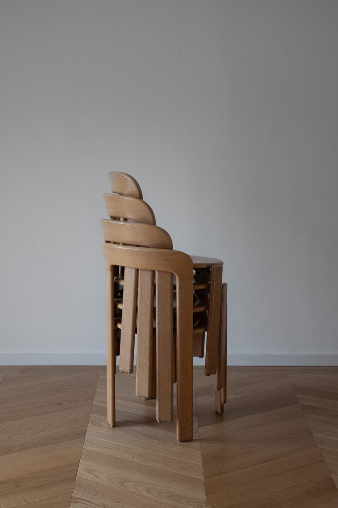 set of 4 light wood Bruno Rey chairs by Dietiker