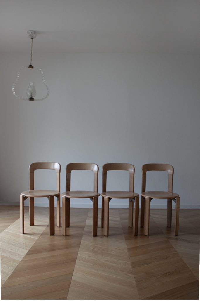 set of 4 light wood Bruno Rey chairs by Dietiker