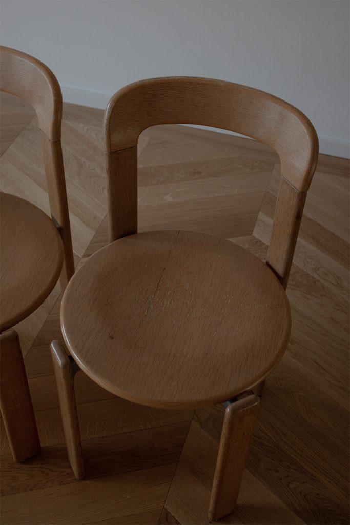 set of 4 light wood Bruno Rey chairs by Dietiker