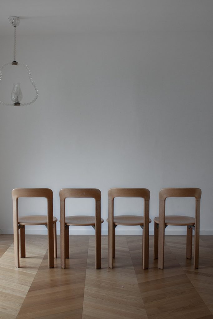 set of 4 light wood Bruno Rey chairs by Dietiker