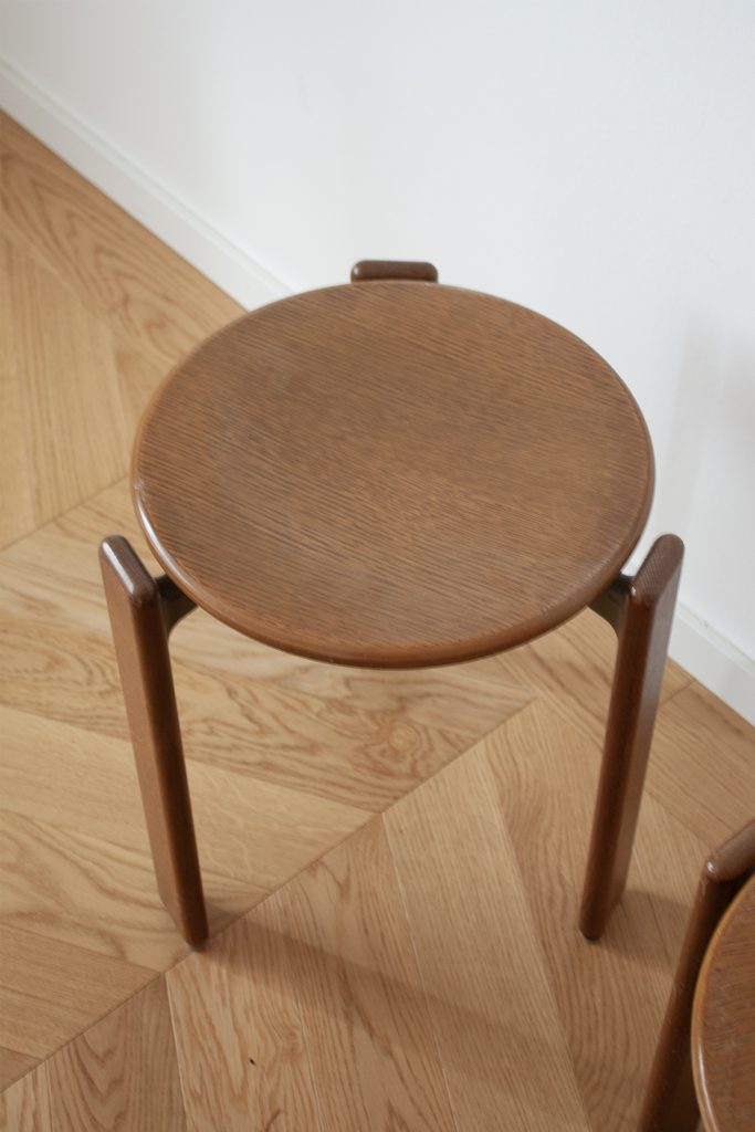 set of vintage bruno Rey chair dark wood
