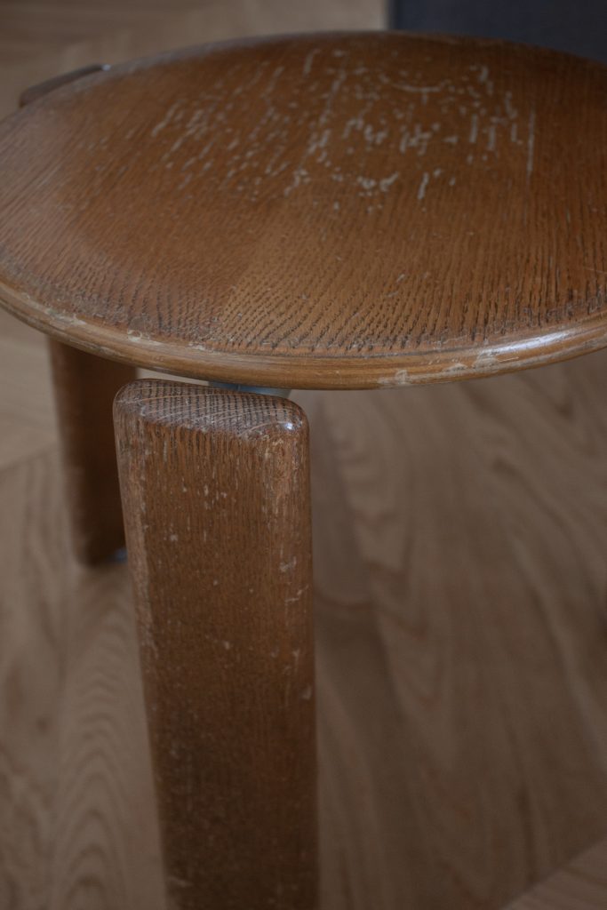 set of vintage bruno Rey chair dark wood