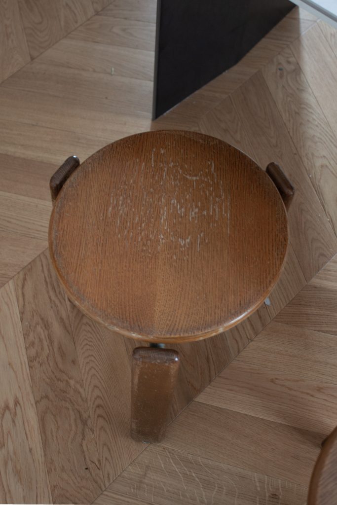 set of vintage bruno Rey chair dark wood