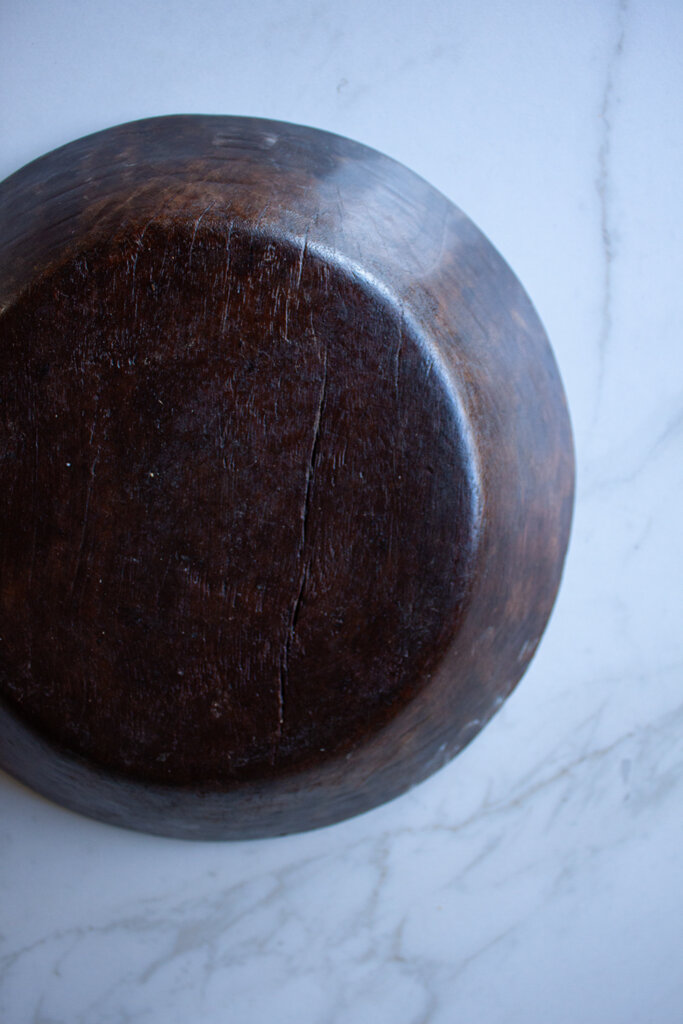 vintage french wooden fruit bowl