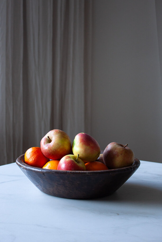 vintage french wooden fruit bowl