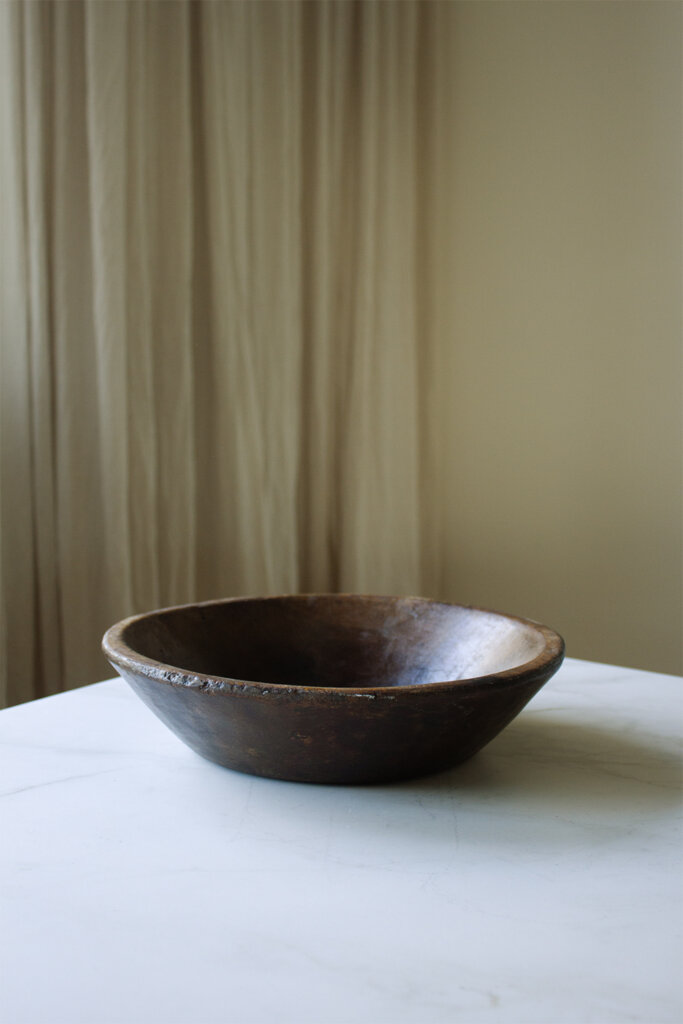 vintage french wooden fruit bowl