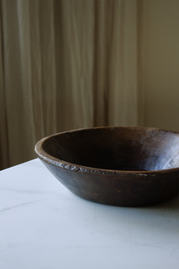 vintage french wooden fruit bowl