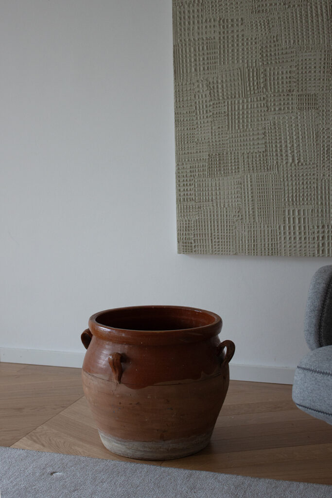 French Large Terracotta Vesel with 4 small Handles