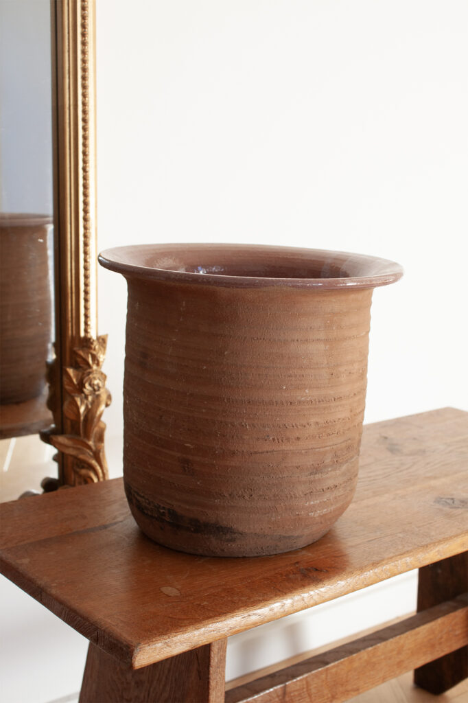 Terracotta large Pot glazed purple