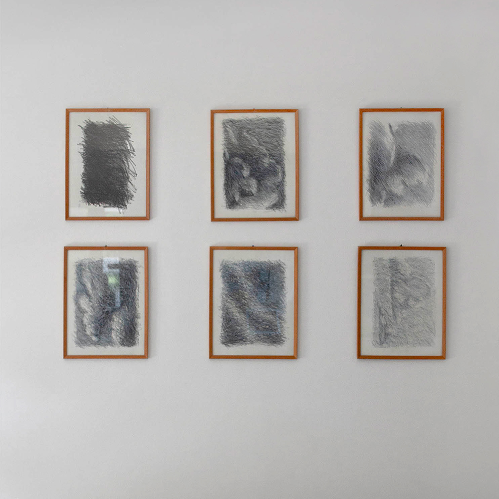 set of 6 hand drawing pencil line drawings